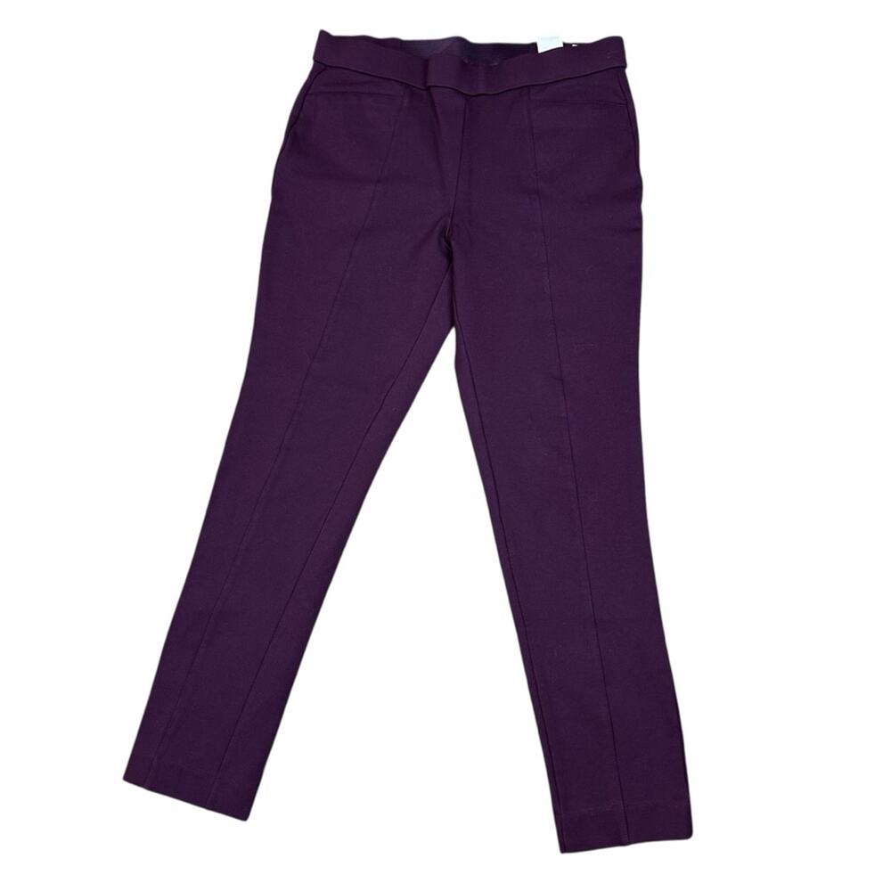 Anne Klein Eggplant Purple High Rise Ankle Ponte Pants Size 10